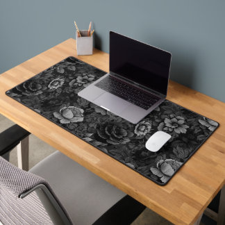 Muted Tones of Gray Floral Desk Mat