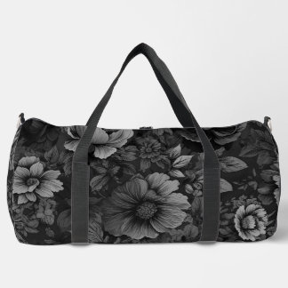 Muted Tones of Gray Floral  Duffle Bag