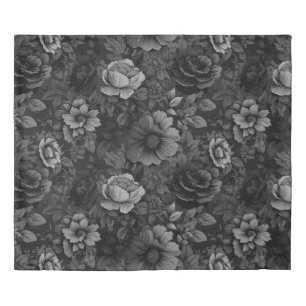 Muted Tones of Gray Floral Duvet Cover