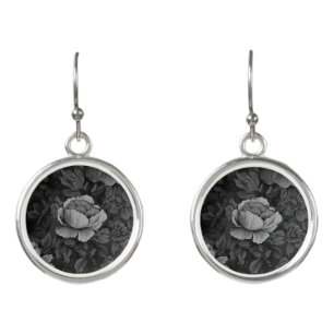 Muted Tones of Gray Floral Earrings