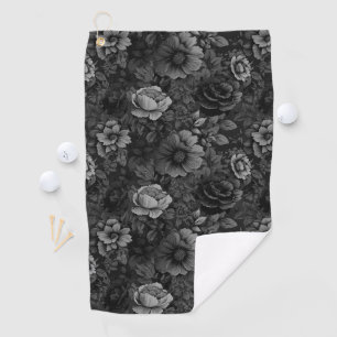Muted Tones of Gray Floral Golf Towel