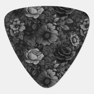Muted Tones of Gray Floral  Guitar Pick
