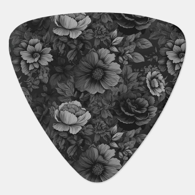 Muted Tones of Gray Floral  Guitar Pick (Front)