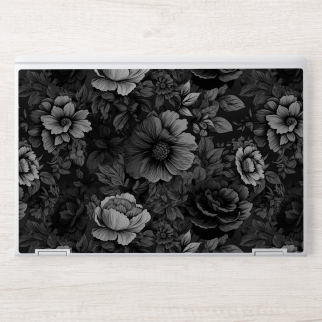 Muted Tones of Gray Floral  HP Laptop Skin (Front)