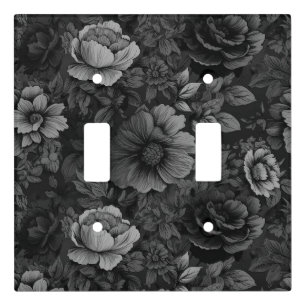 Muted Tones of Gray Floral Light Switch Cover