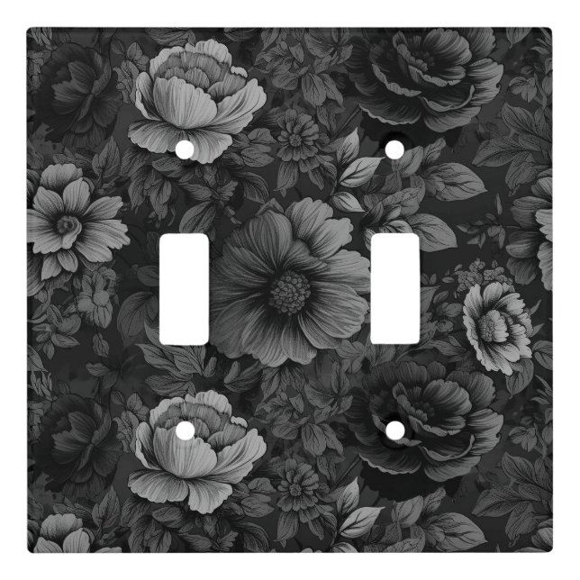 Muted Tones of Gray Floral  Light Switch Cover (Front)
