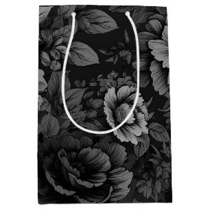 Muted Tones of Gray Floral Medium Gift Bag