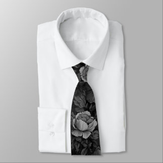 Muted Tones of Gray Floral Neck Tie