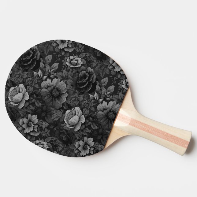 Muted Tones of Gray Floral  Ping Pong Paddle (Back Side)