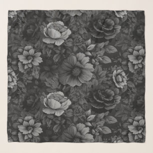 Muted Tones of Gray Floral Scarf