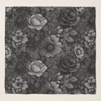 Muted Tones of Gray Floral  Scarf