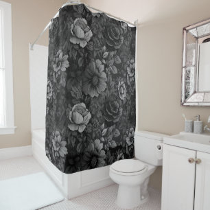 Muted Tones of Gray Floral Shower Curtain
