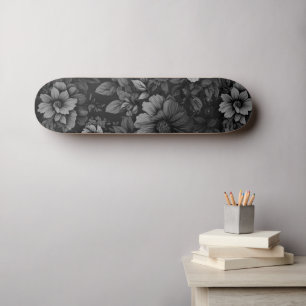 Muted Tones of Gray Floral  Skateboard