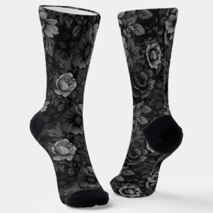 Muted Tones of Gray Floral Socks