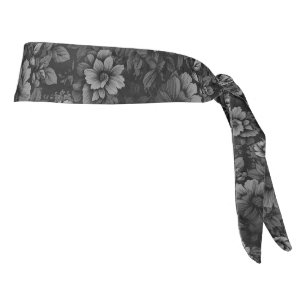 Muted Tones of Gray Floral  Tie Headband