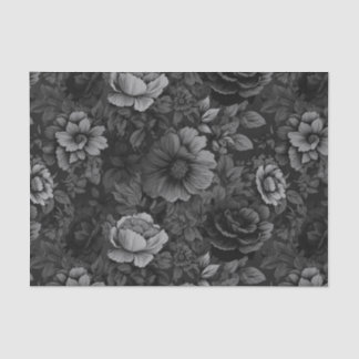 Muted Tones of Gray Floral  Tissue Paper
