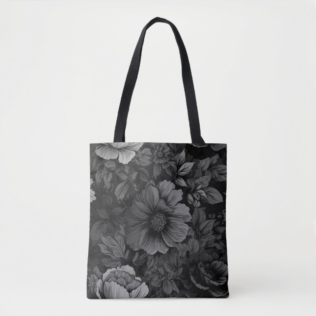 Muted Tones of Gray Floral  Tote Bag (Front)