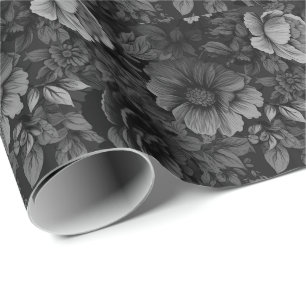 Muted Tones of Gray Floral Wrapping Paper