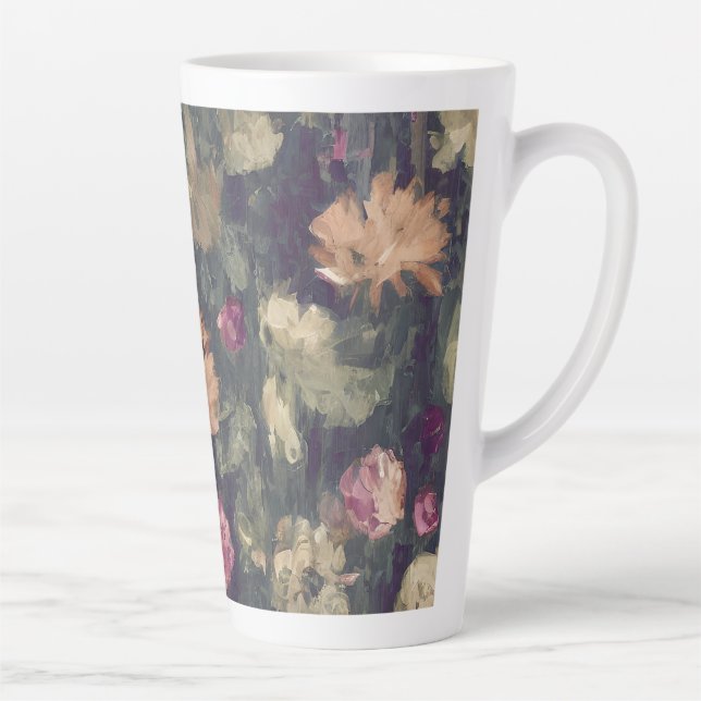 Muted tones vintage floral  latte mug (Right)