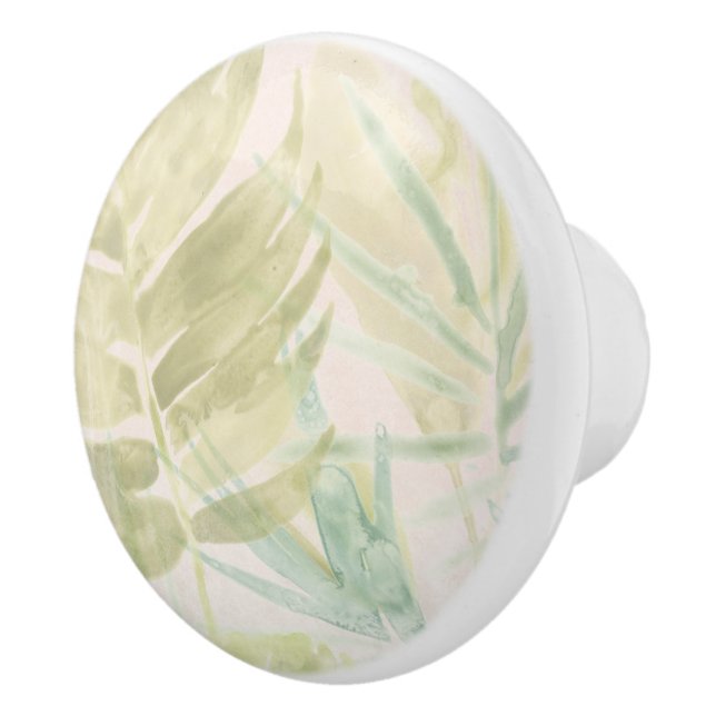 Muted Tropical Leaves Ceramic Knob (Right)