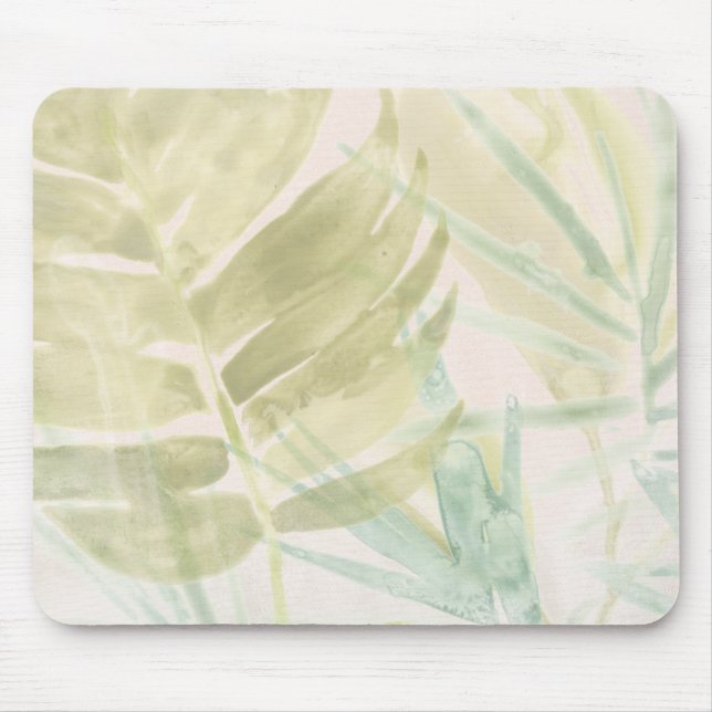 Muted Tropical Leaves Mouse Pad (Front)