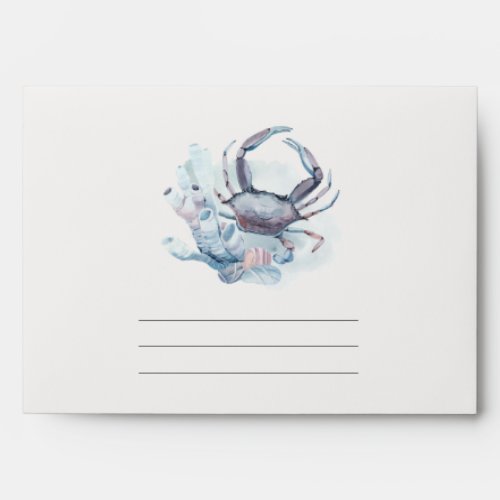 Muted Underwater Crab Coral Nautical Address Envelope