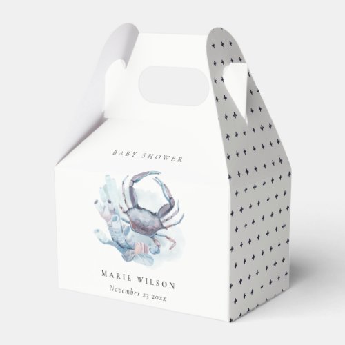 Muted Underwater Crab Coral Nautical Baby Shower Favor Boxes