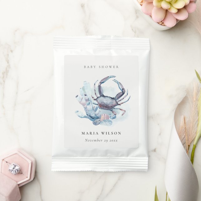 Muted Underwater Crab Coral Nautical Baby Shower Lemonade Drink Mix (Wedding)