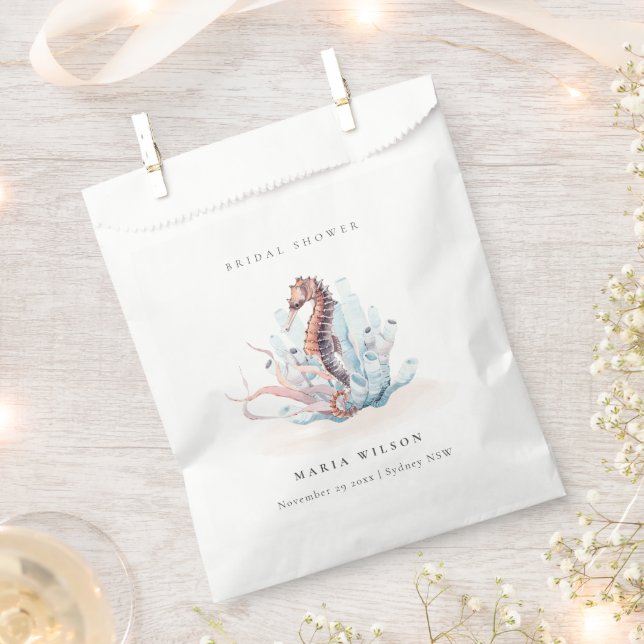 Muted Underwater Crab Coral Nautical Bridal Shower Favor Bag (Clipped)