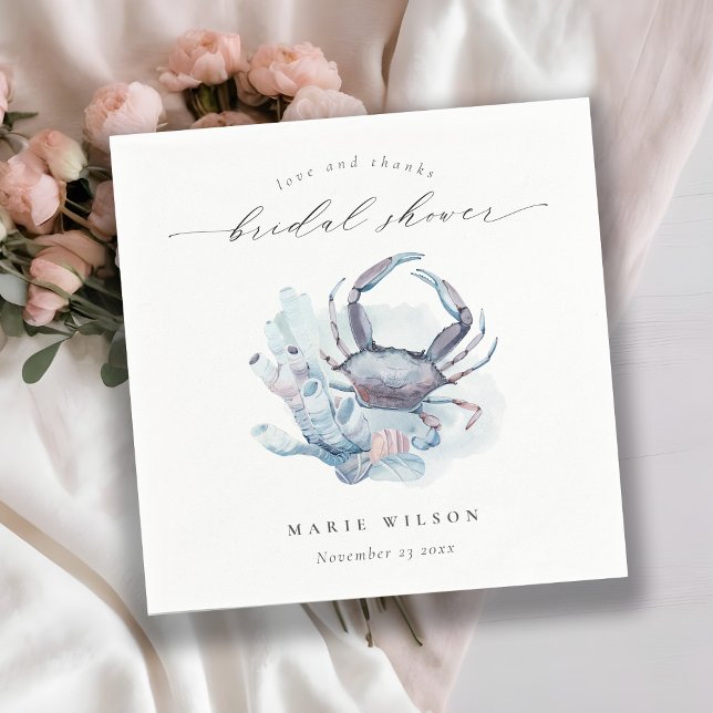 Muted Underwater Crab Coral Nautical Bridal Shower Napkins (Creator Uploaded)
