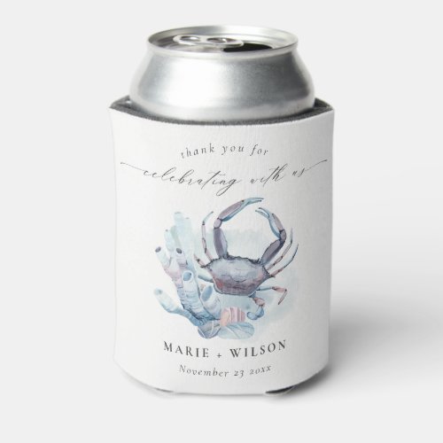 Muted Underwater Crab Coral Nautical Wedding Can Cooler