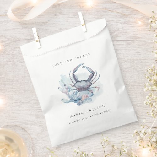 Muted Underwater Crab Coral Nautical Wedding Favor Bag
