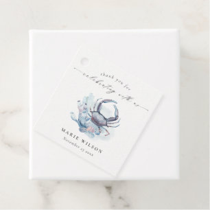 Muted Underwater Crab Coral Nautical Wedding Favor Tags