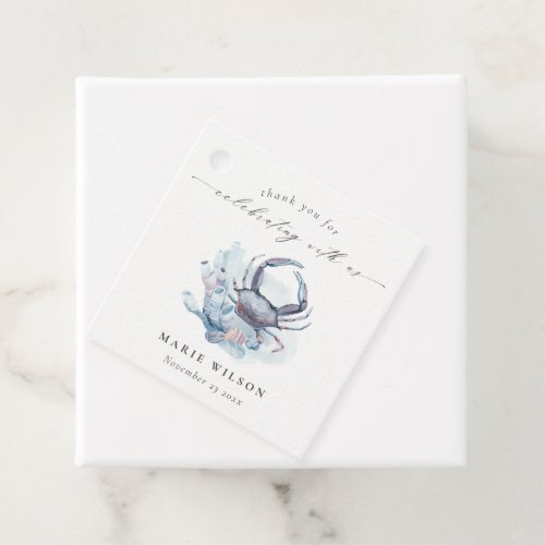Muted Underwater Crab Coral Nautical Wedding Favor Tags