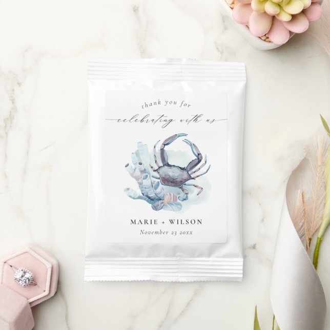 Muted Underwater Crab Coral Nautical Wedding Margarita Drink Mix (Wedding)