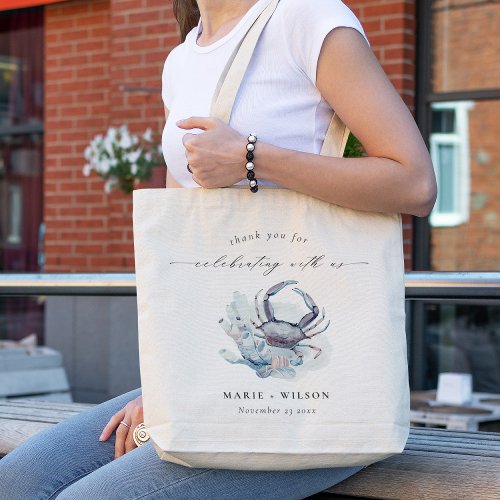 Muted Underwater Crab Coral Nautical Wedding Tote Bag