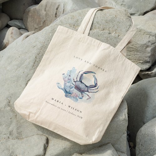 Muted Underwater Crab Coral Nautical Wedding Tote Bag