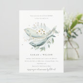 Muted Underwater Floral Fish Couples Shower Invite (Standing Front)