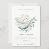 Muted Underwater Floral Fish Couples Shower Invite (Front)