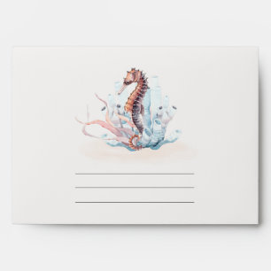 Muted Underwater Seahorse Seaweed Coral Address Envelope