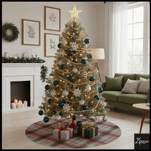 Muted Vertical Shadow Plaid Tartan Blur Brushed Polyester Tree Skirt