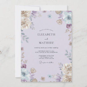 Muted Violet Vine Wedding Invitation