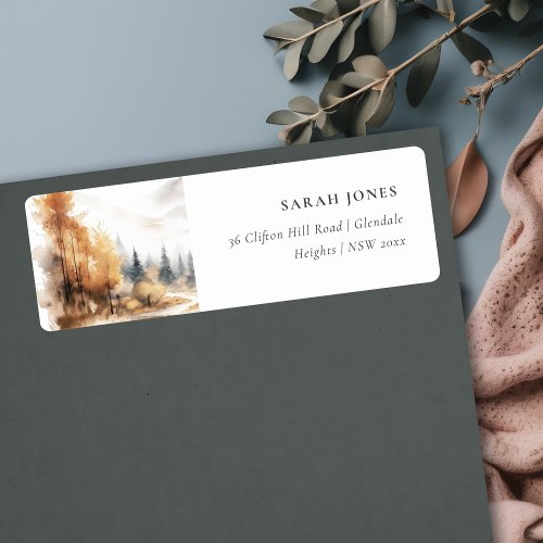 Muted Watercolor Fall Autumn Landscape Address Label