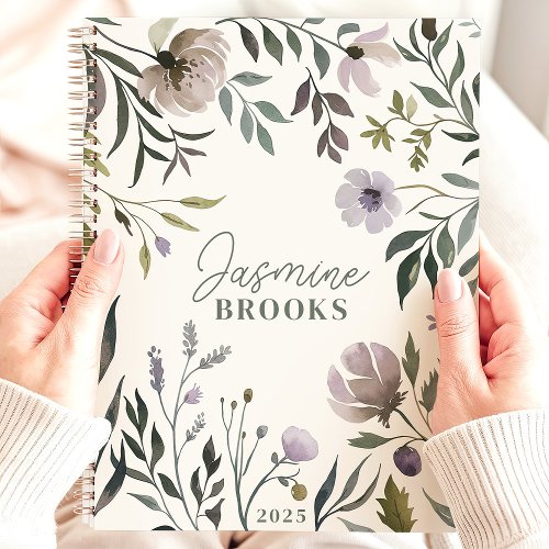 Custom Planners 13 Muted Watercolor Floral 2025 Custom Name Planner