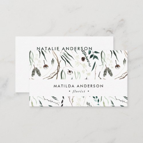 Muted watercolor floral florist elegant stylish bu business card