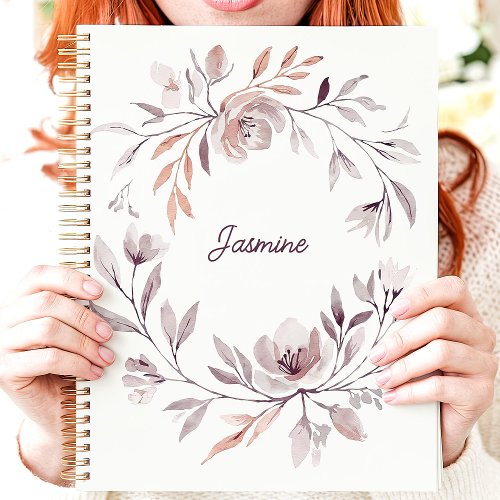 Custom Planners 16 Muted Watercolor Floral Wreath Custom Name Planner