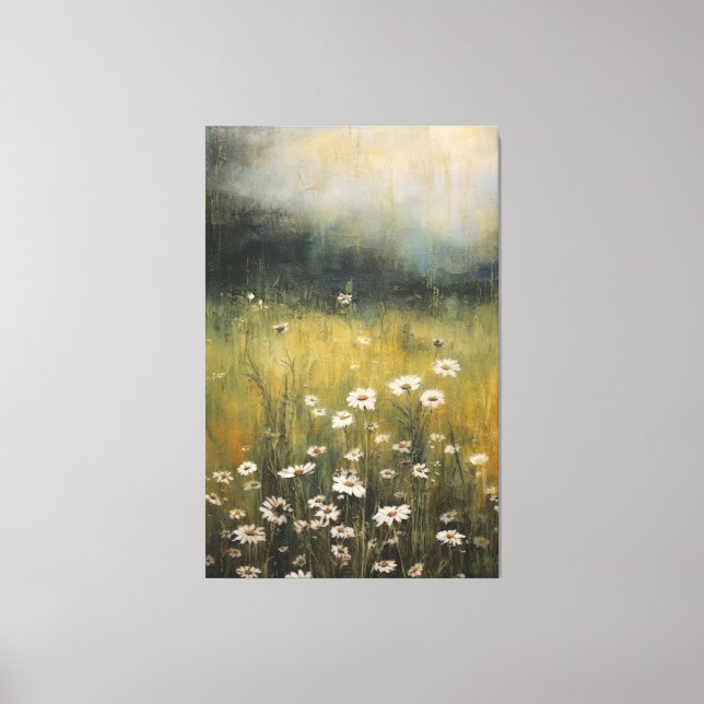 Muted Wildflower Meadow: Abstract Oil Painting Canvas Print (Front)