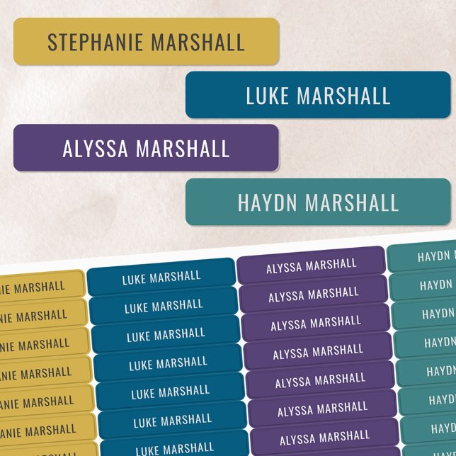 Muted Winter Colors Kids Waterproof Name Labels (Creator Uploaded)