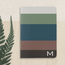 Muted Woodland Green Brown Color Block Monogrammed