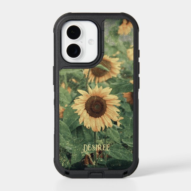 Muted Yellow Grunge Giant Weeping Sunflowers Otterbox iPhone Case (Back)
